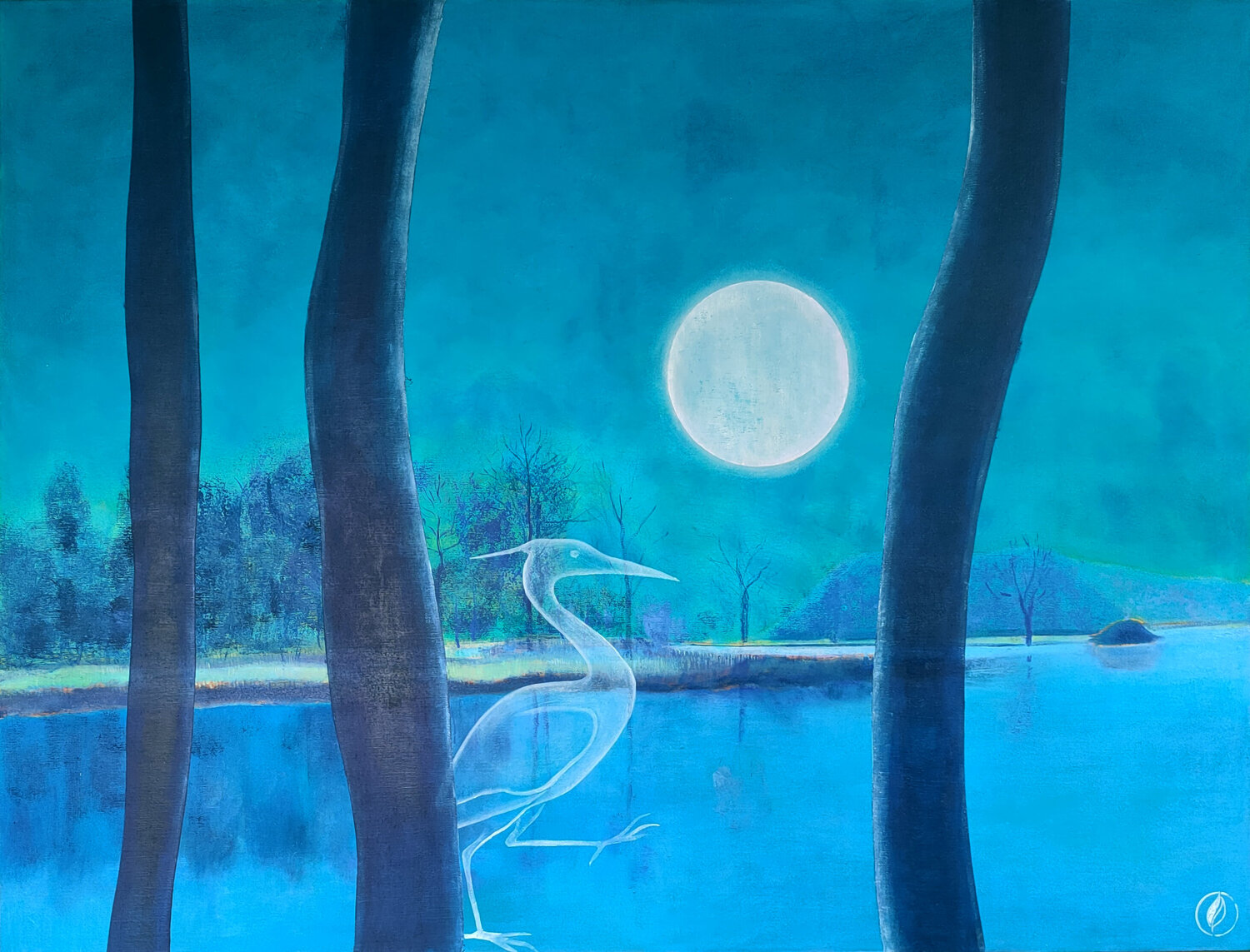 La sérénité de la lune Marie-Pierre Autonne Original painting for sale