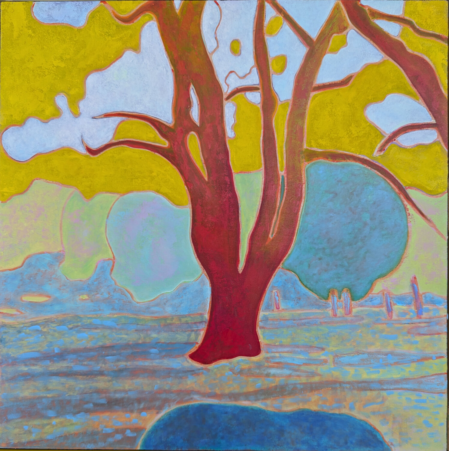 L'arbre rouge Marie-Pierre Autonne Original painting for sale