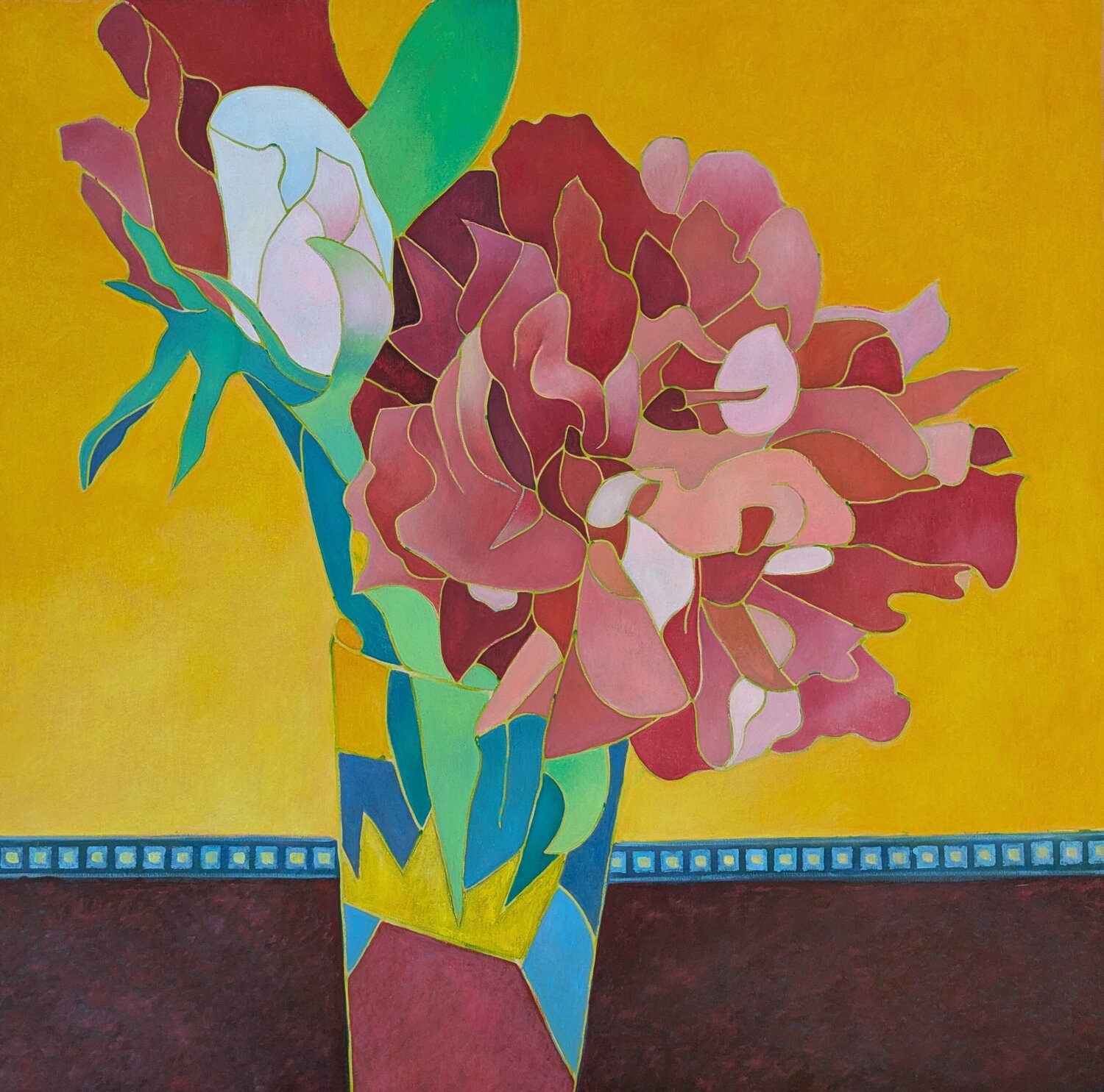 Les roses des pivoines Marie-Pierre Autonne Original painting for sale