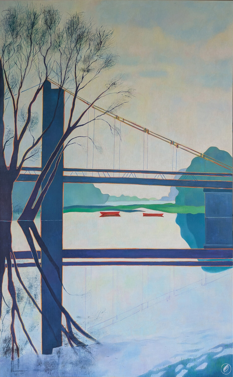 Les barques rouges Marie-Pierre Autonne Original painting for sale