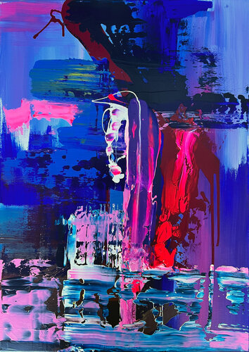 IM:PULS - SCHWARZ ZU BLAU by Karin Doering, Painting for Sale on Select