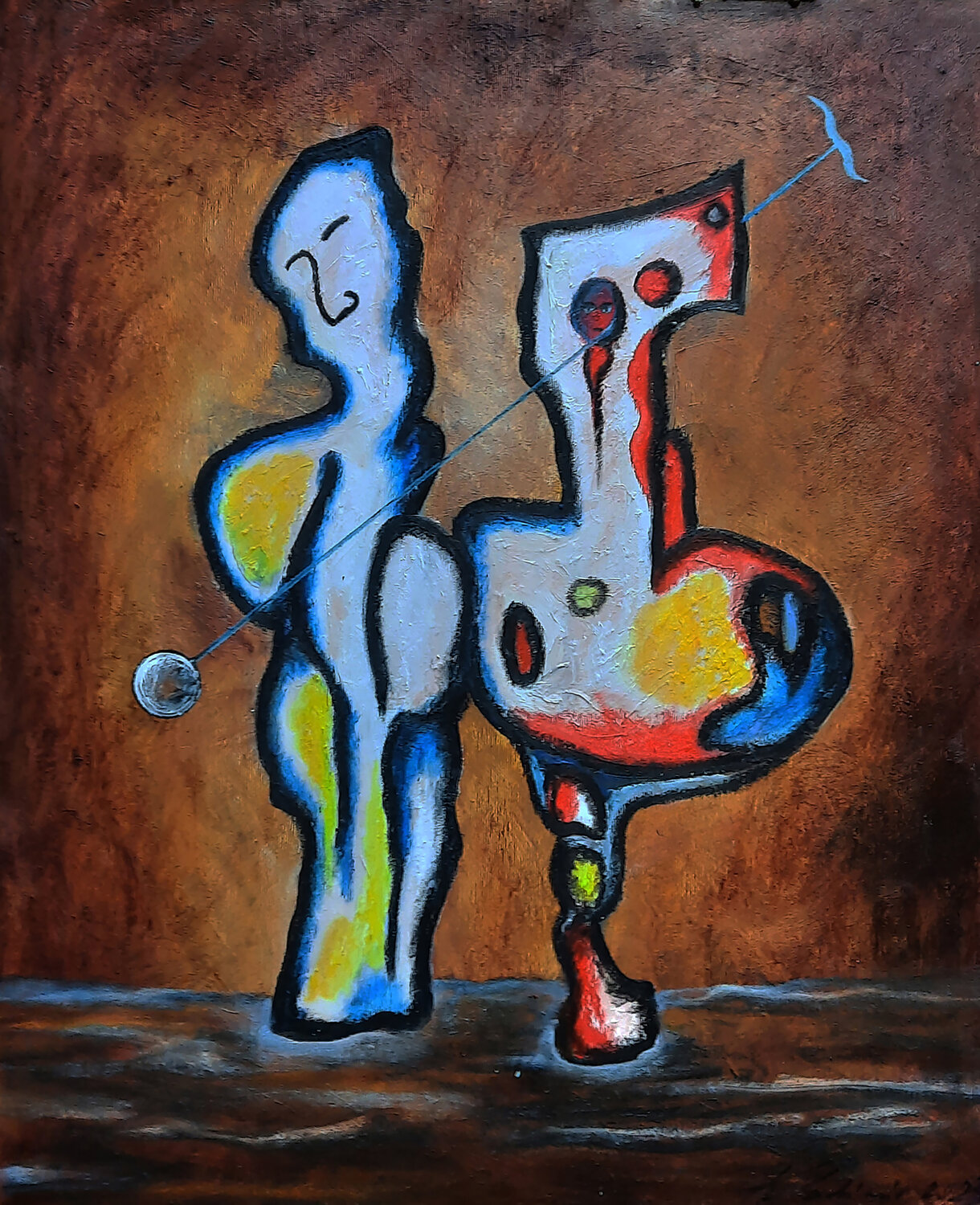Two personages and Strange Attractor Vladimir Kolosov Original painting for sale