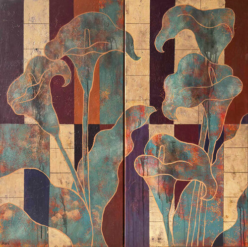 Diptychon "Calla Stillness" by Ekaterina Moré, Painting for Sale on Select