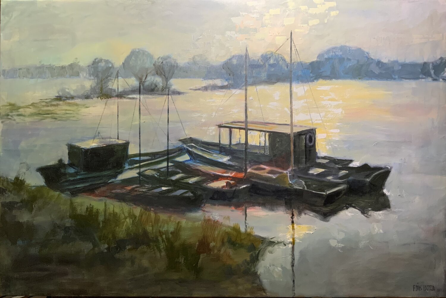 Toues à quai Florence Dias-Looten Original painting for sale