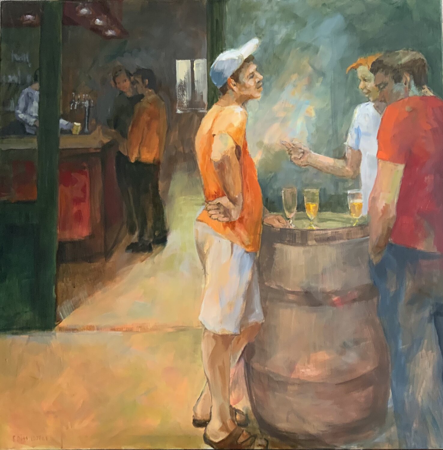 Autour du tonneau Florence Dias-Looten Original painting for sale
