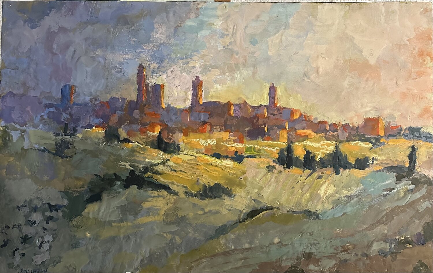San Gemigniano Florence Dias-Looten Original painting for sale