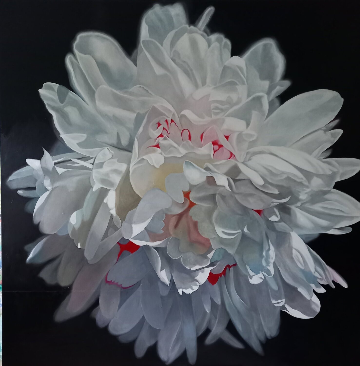 White Peony richard jurtitsch Original painting for sale