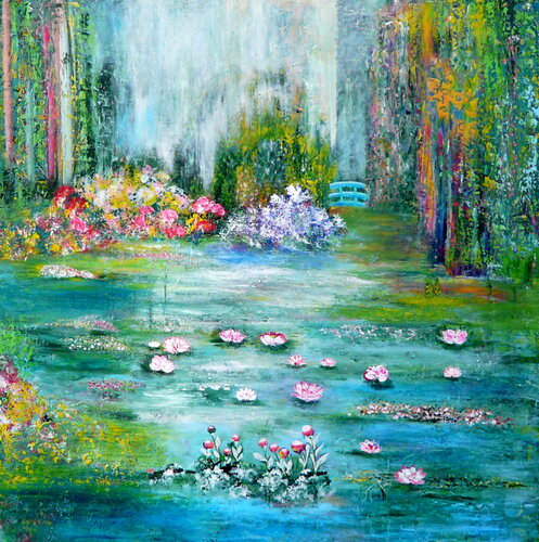 Die Brücke (2) - inspiriert von Claude Monet by Blanka Mandel, Painting for Sale on Select