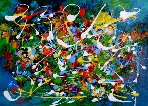 Happy Day-  inspiriert von Jackson Pollock by Blanka Mandel, Painting for Sale on Select