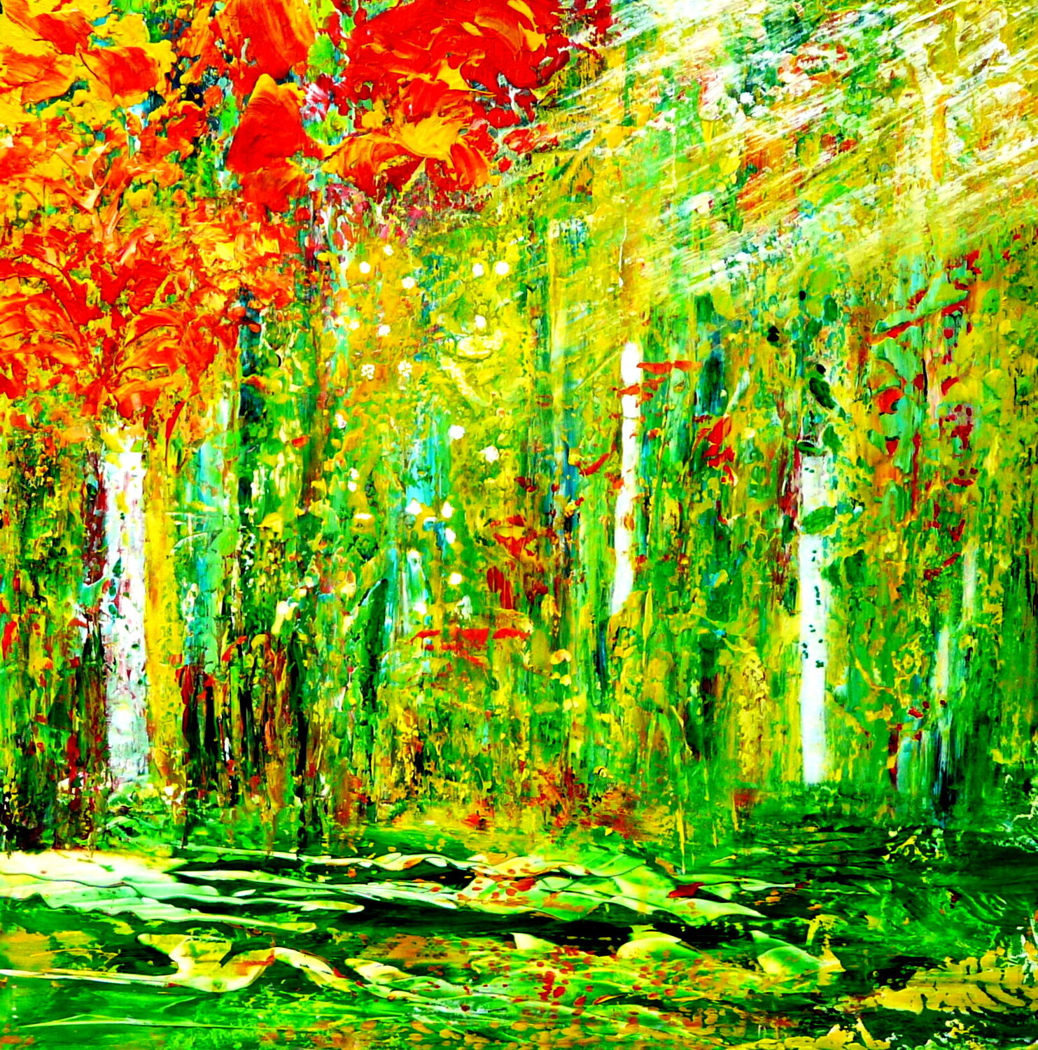 Zauberwald (20) -inspiriert von Gerhard Richter Blanka Mandel Original painting for sale