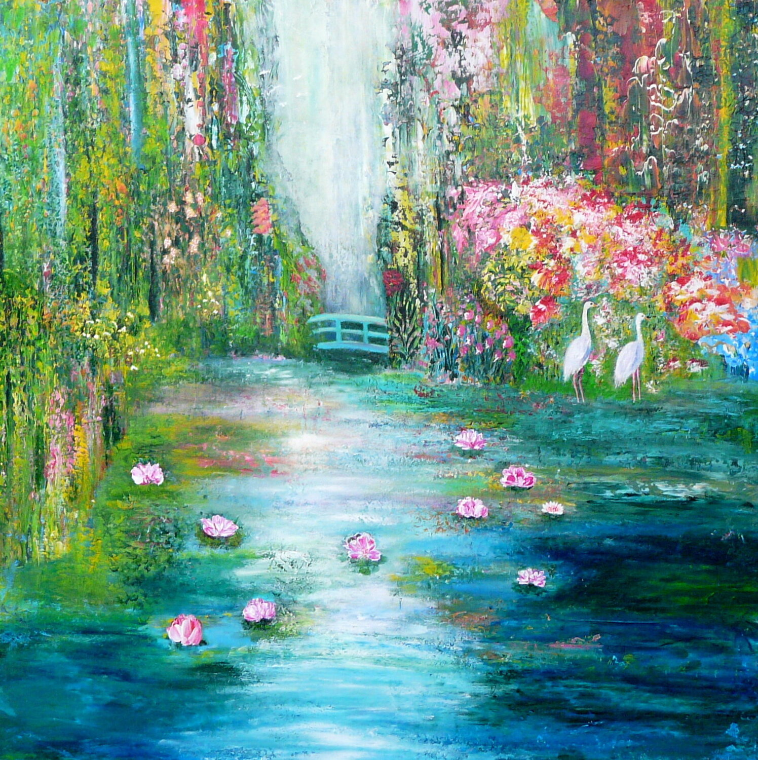 Die Brücke- inspiriert von Claude Monet Blanka Mandel Original painting for sale