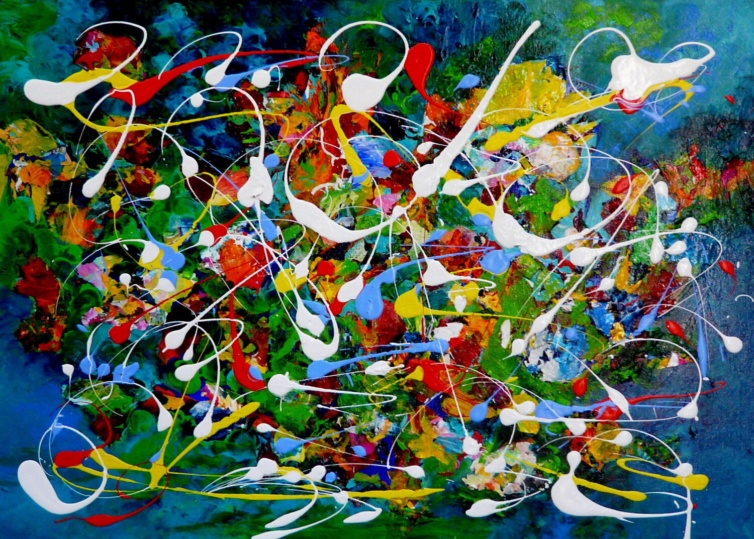 Happy Day-  inspiriert von Jackson Pollock Blanka Mandel Original painting for sale