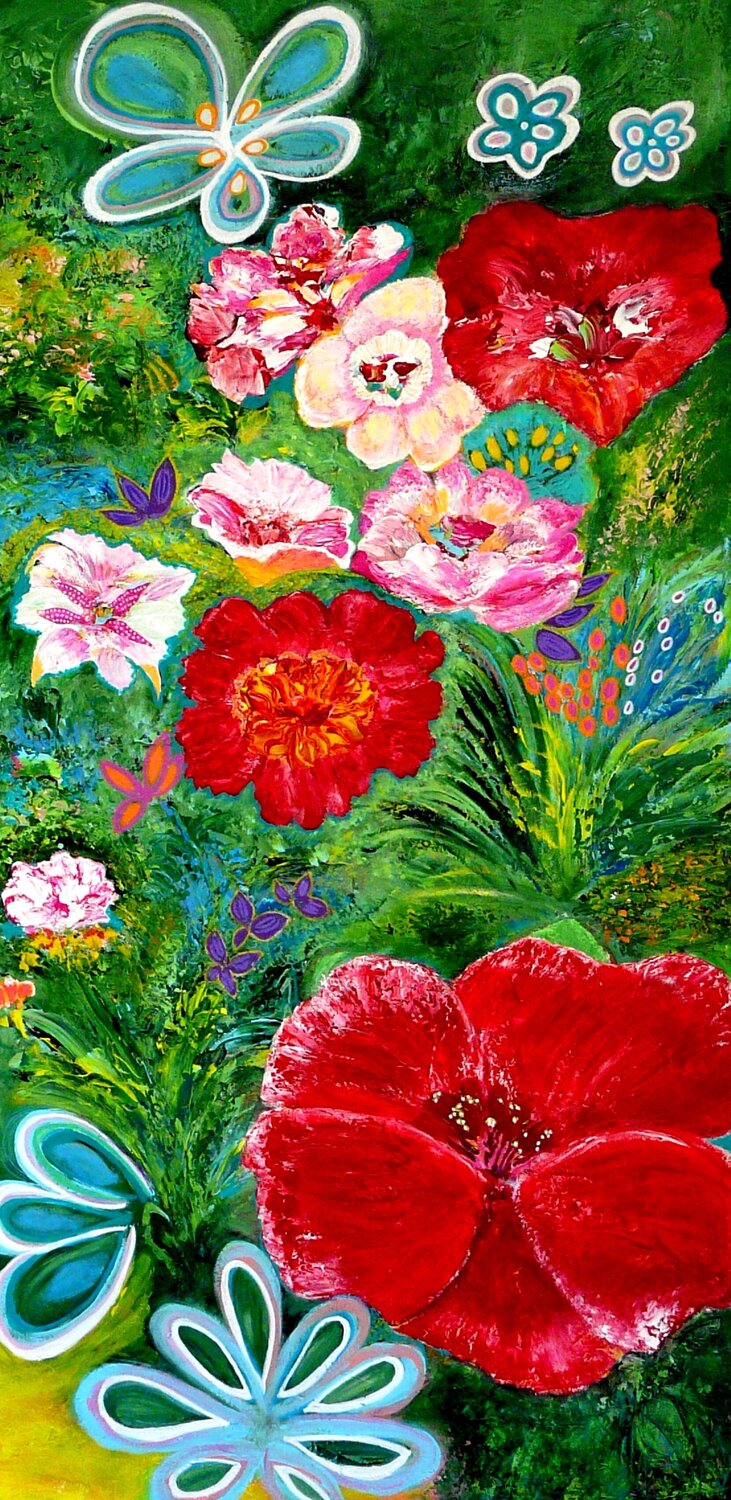 Exotic garden Blanka Mandel Original painting for sale