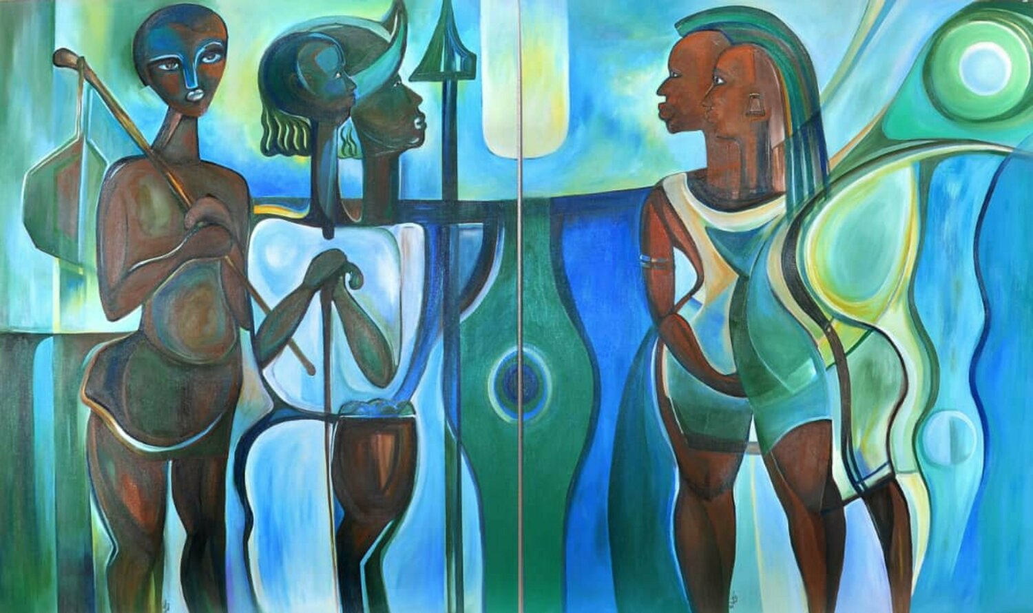 NEGOTIATORS PAUL AKIIKI Original painting for sale