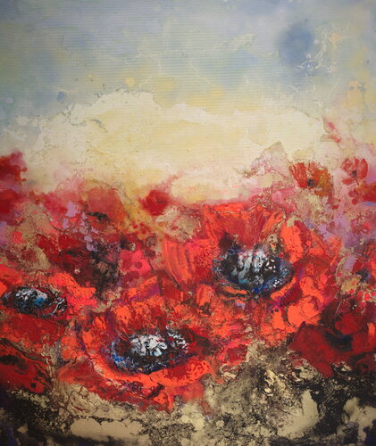 Mohnblüten unter einem blauen Himmel by Arno Bruse, Painting for Sale on Select