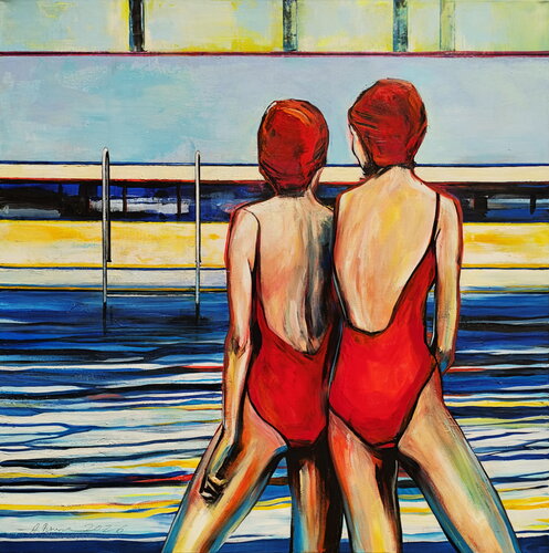 Pooltime by Arno Bruse, Painting for Sale on Select
