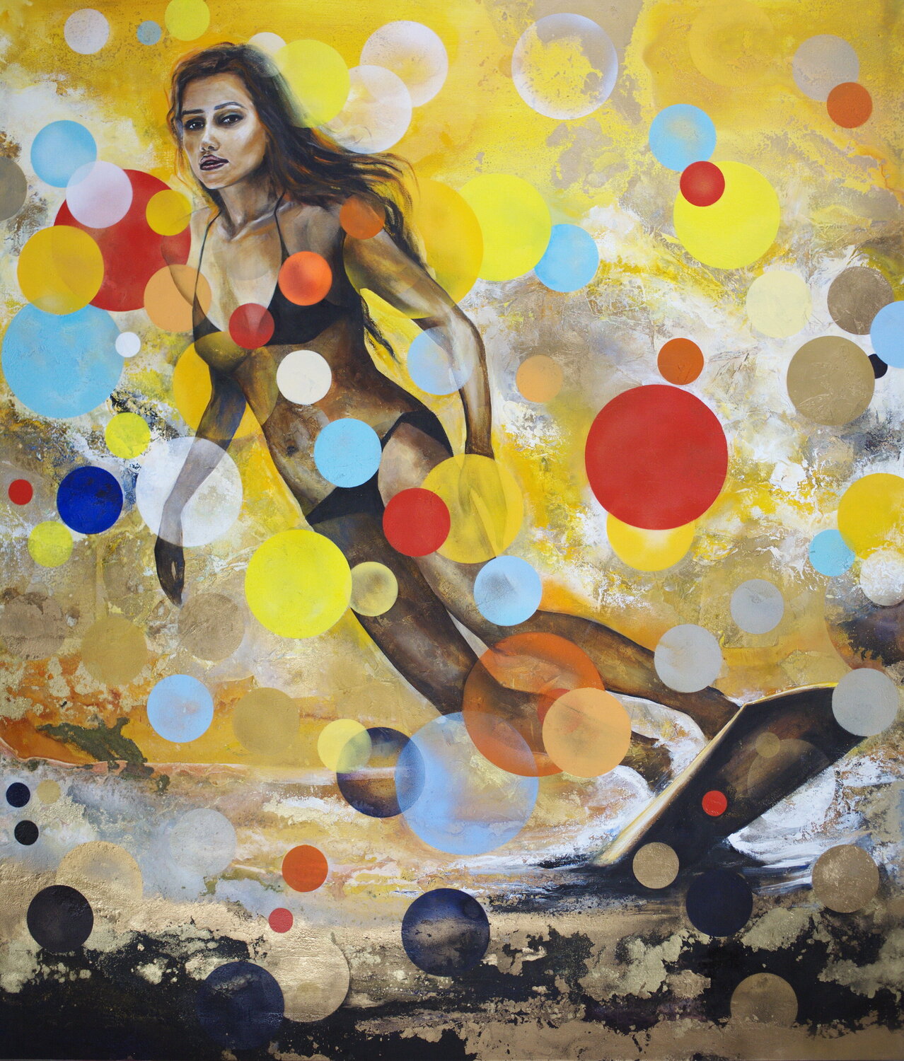 Riding The Wave On A Golden Day Arno Bruse Original painting for sale