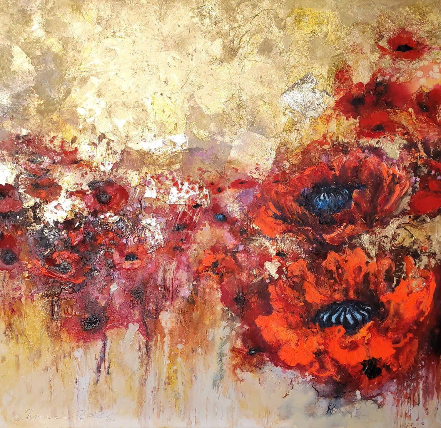 Scenic View With Poppies Arno Bruse Original painting for sale