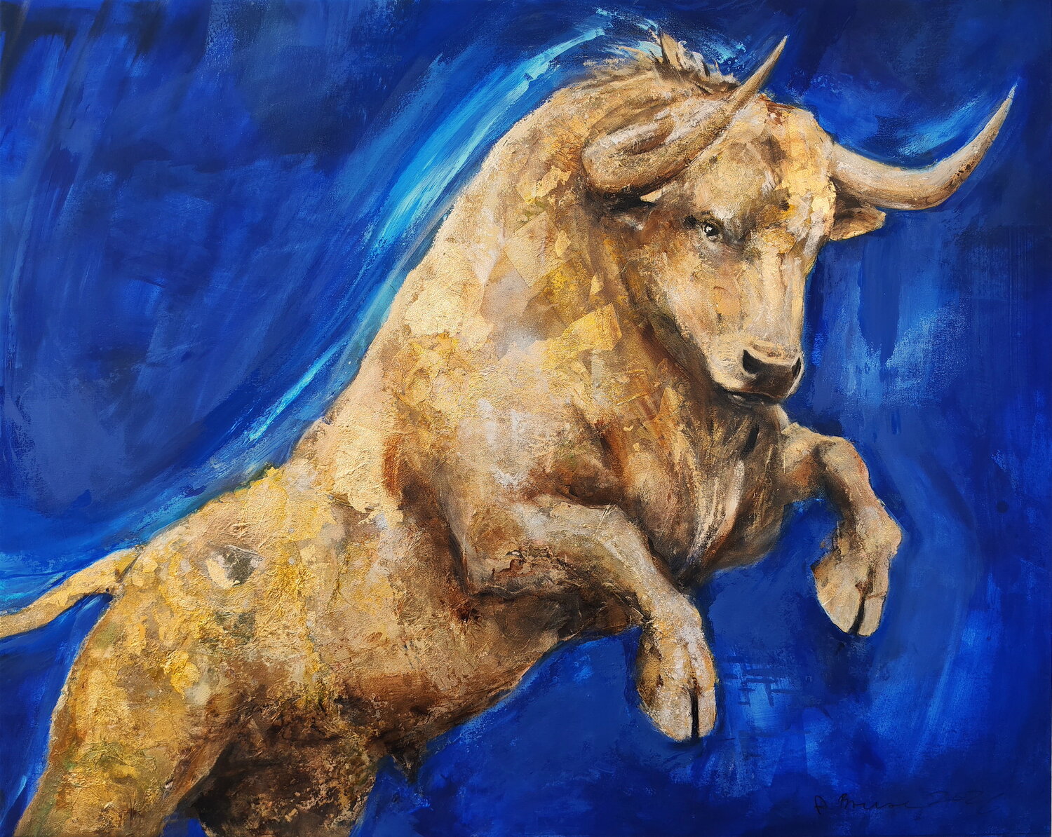 Precious Bull Arno Bruse Original painting for sale