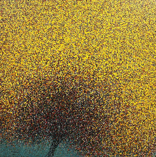 Yellow apricot flowers in the spring wind by Trong Thuong Tran, Painting for Sale on Select