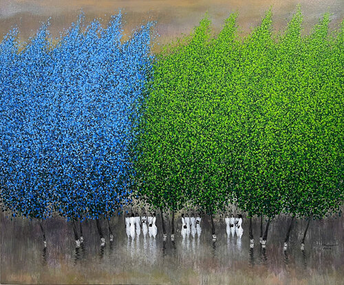 Whisper under the spring shadow by Trong Thuong Tran, Painting for Sale on Select