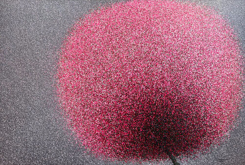 Peach blossoms in spring rain by Trong Thuong Tran, Painting for Sale on Select