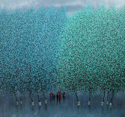 Love in the spring rain No.3 by Trong Thuong Tran, Painting for Sale on Select