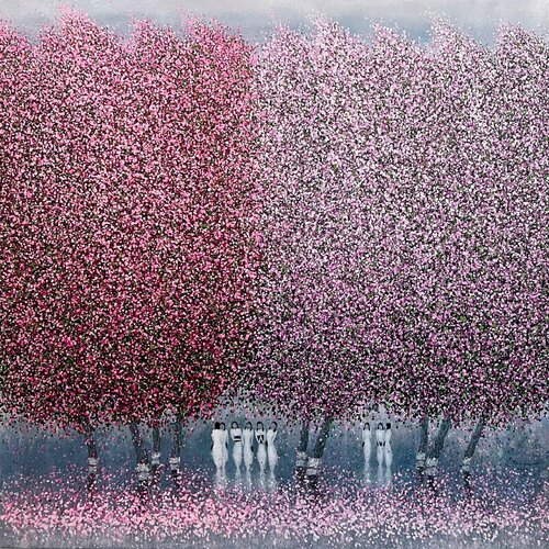 Cherry blossoms in the spring breeze No.5 by Trong Thuong Tran, Painting for Sale on Select