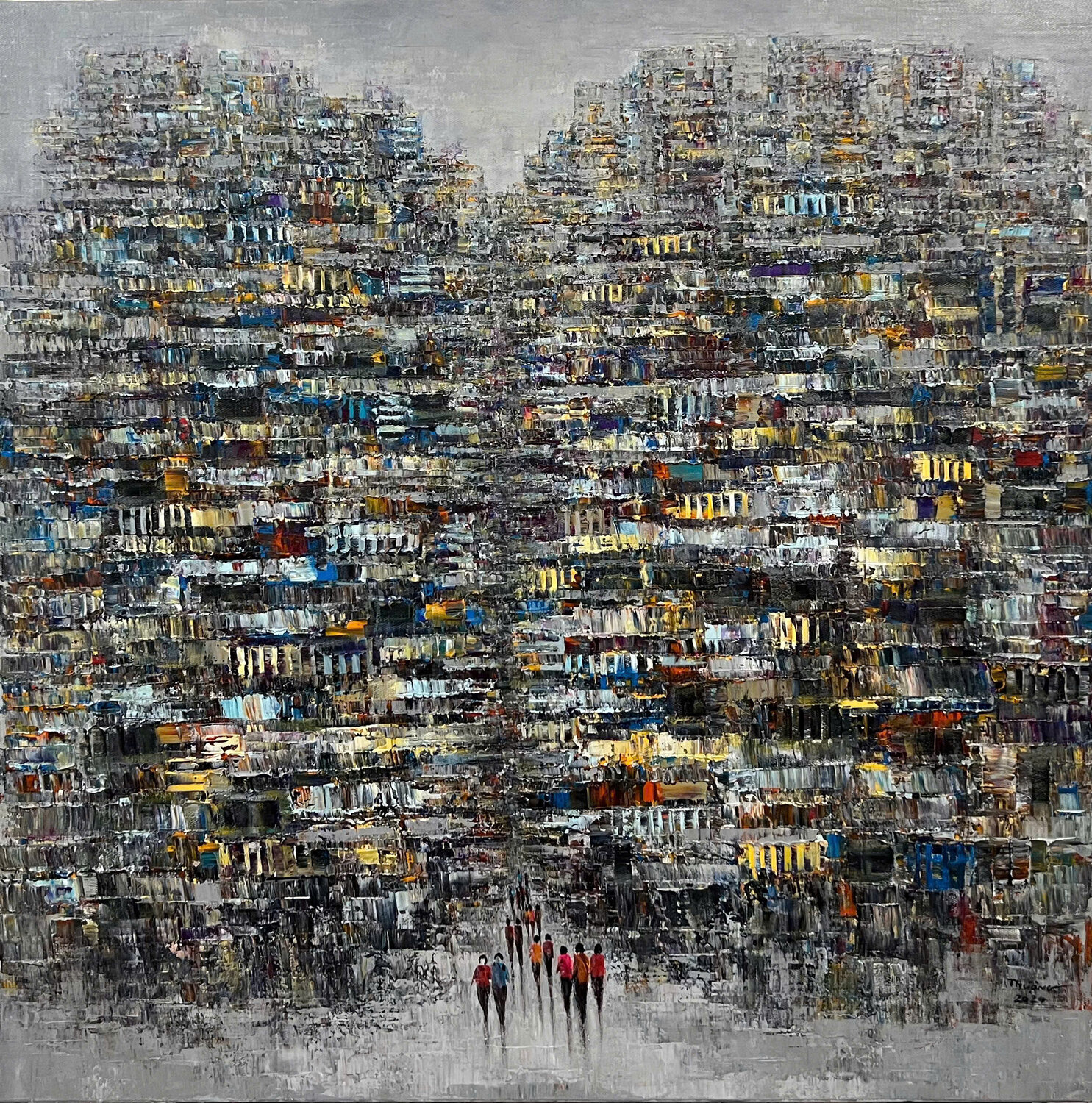 Winter day street Trong Thuong Tran Original painting for sale