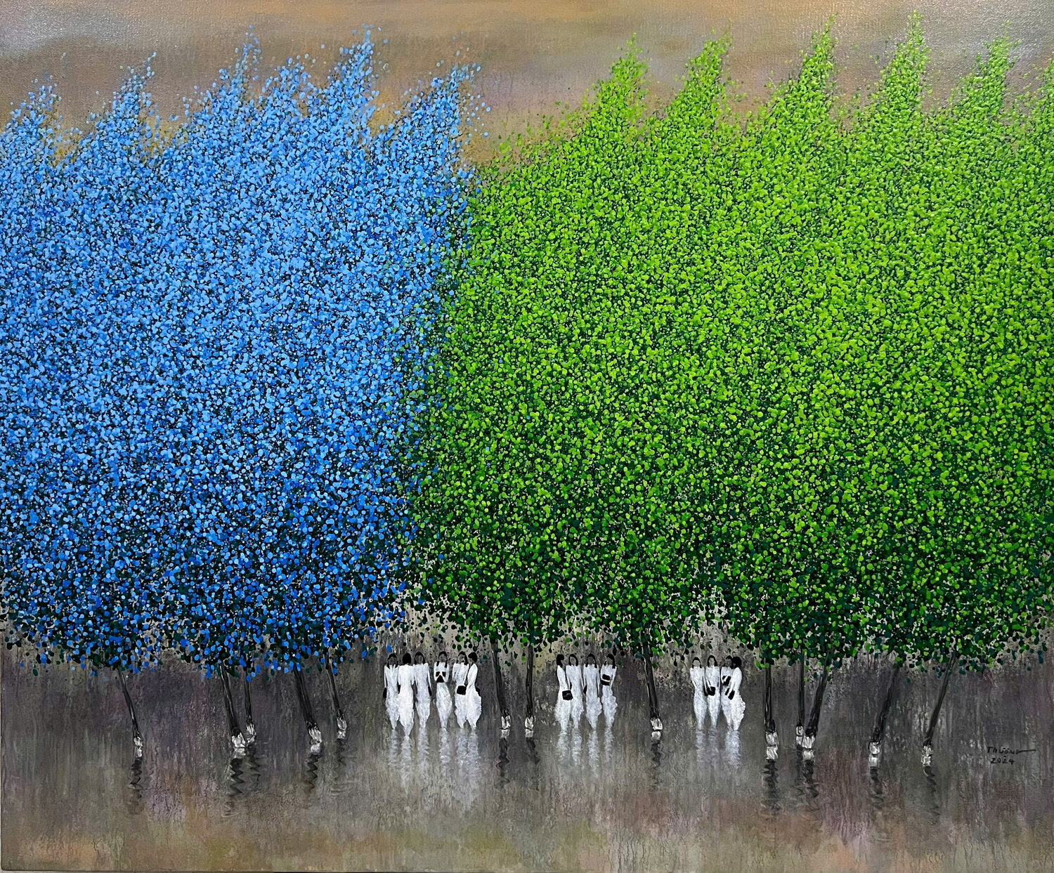 Whisper under the spring shadow Trong Thuong Tran Original painting for sale