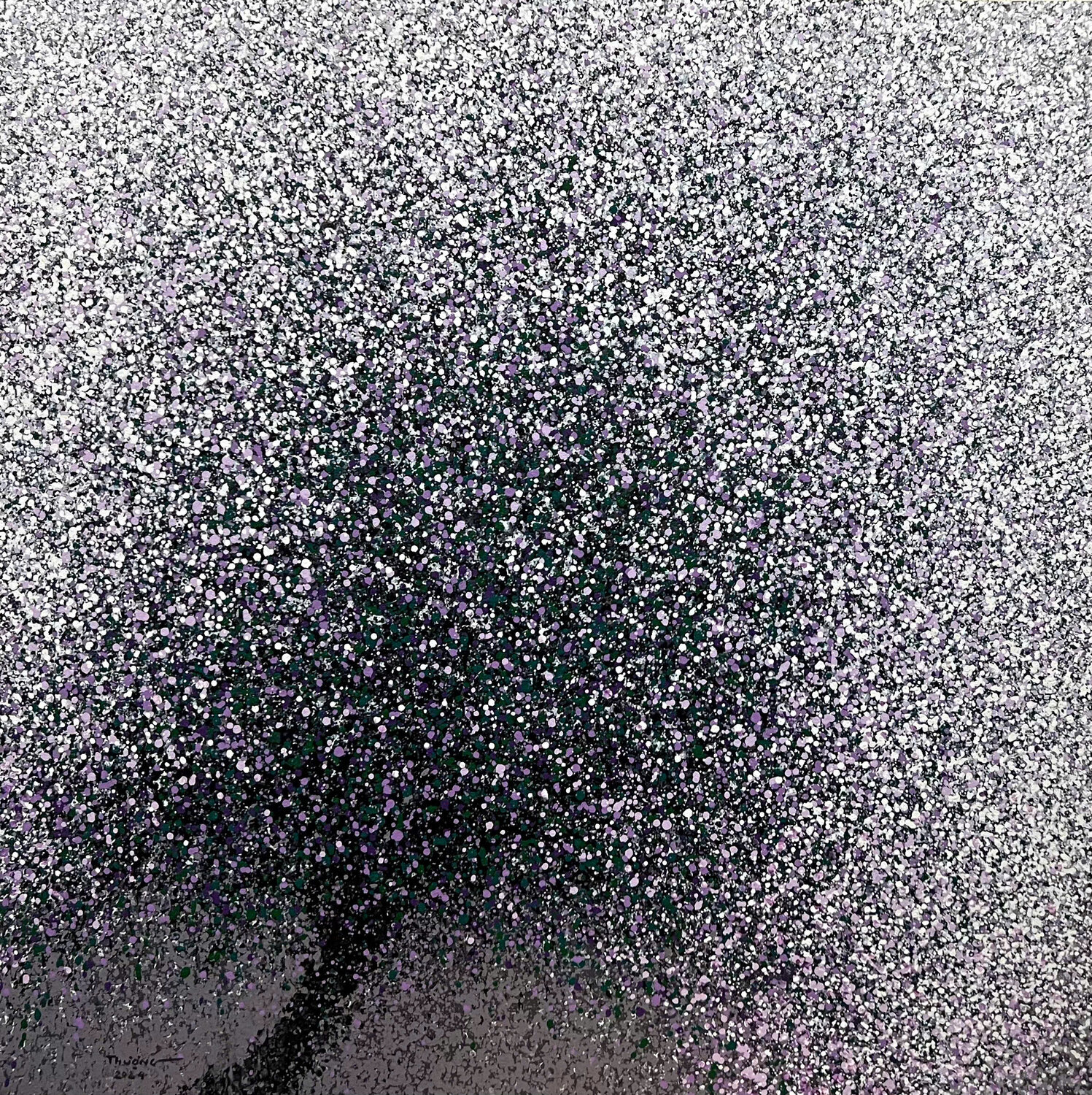 Cherry Blossoms in the Morning Mist No.3 Trong Thuong Tran Original painting for sale