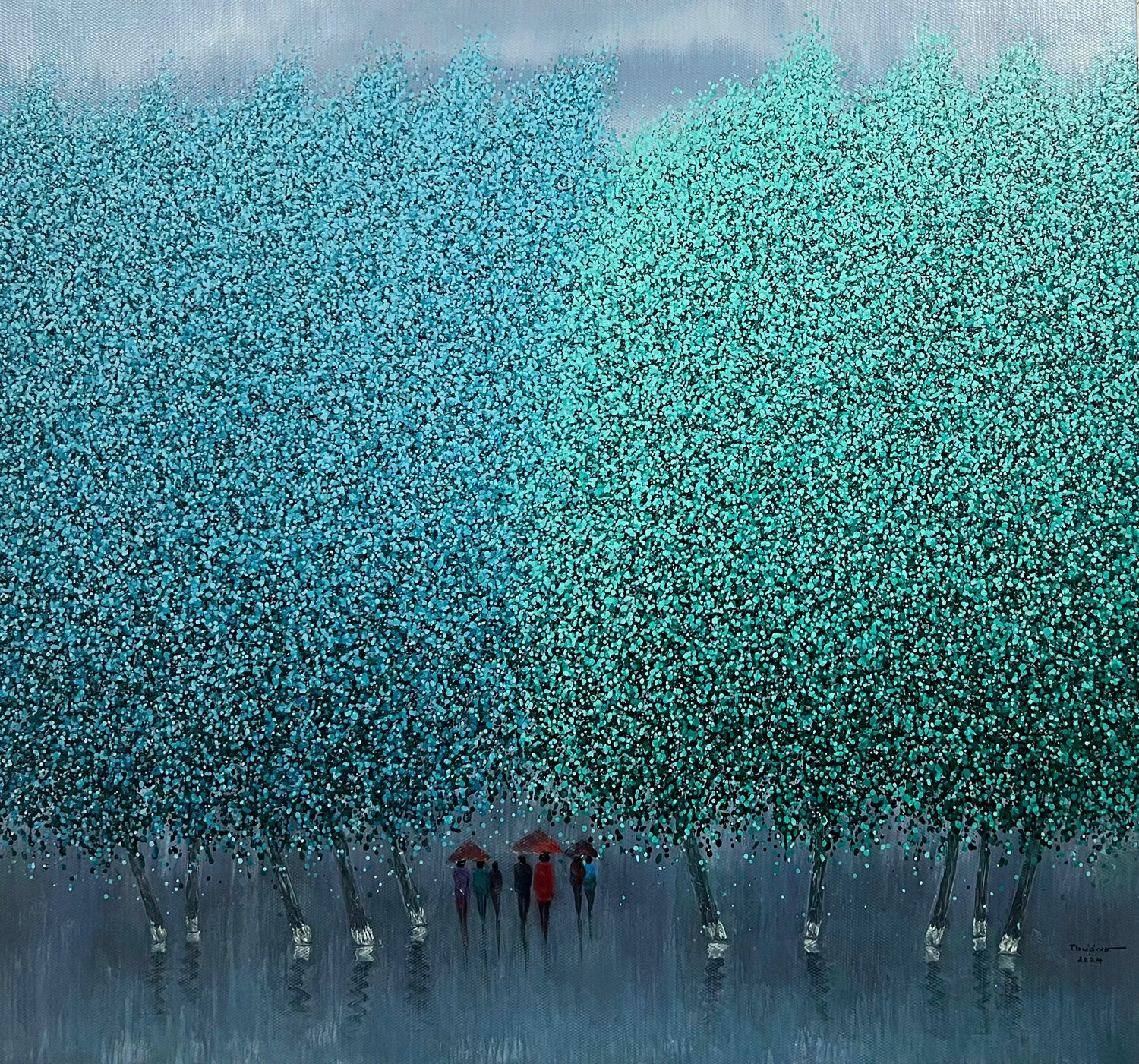 Love in the spring rain No.3 Trong Thuong Tran Original painting for sale