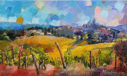 Toskana-Landschaft bei San Gimignano by Miriam Montenegro, Painting for Sale on Select