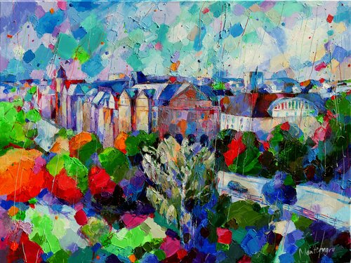 Colorful city by Miriam Montenegro, Painting for Sale on Select