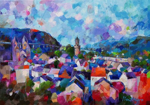 Über den Dächern by Miriam Montenegro, Painting for Sale on Select