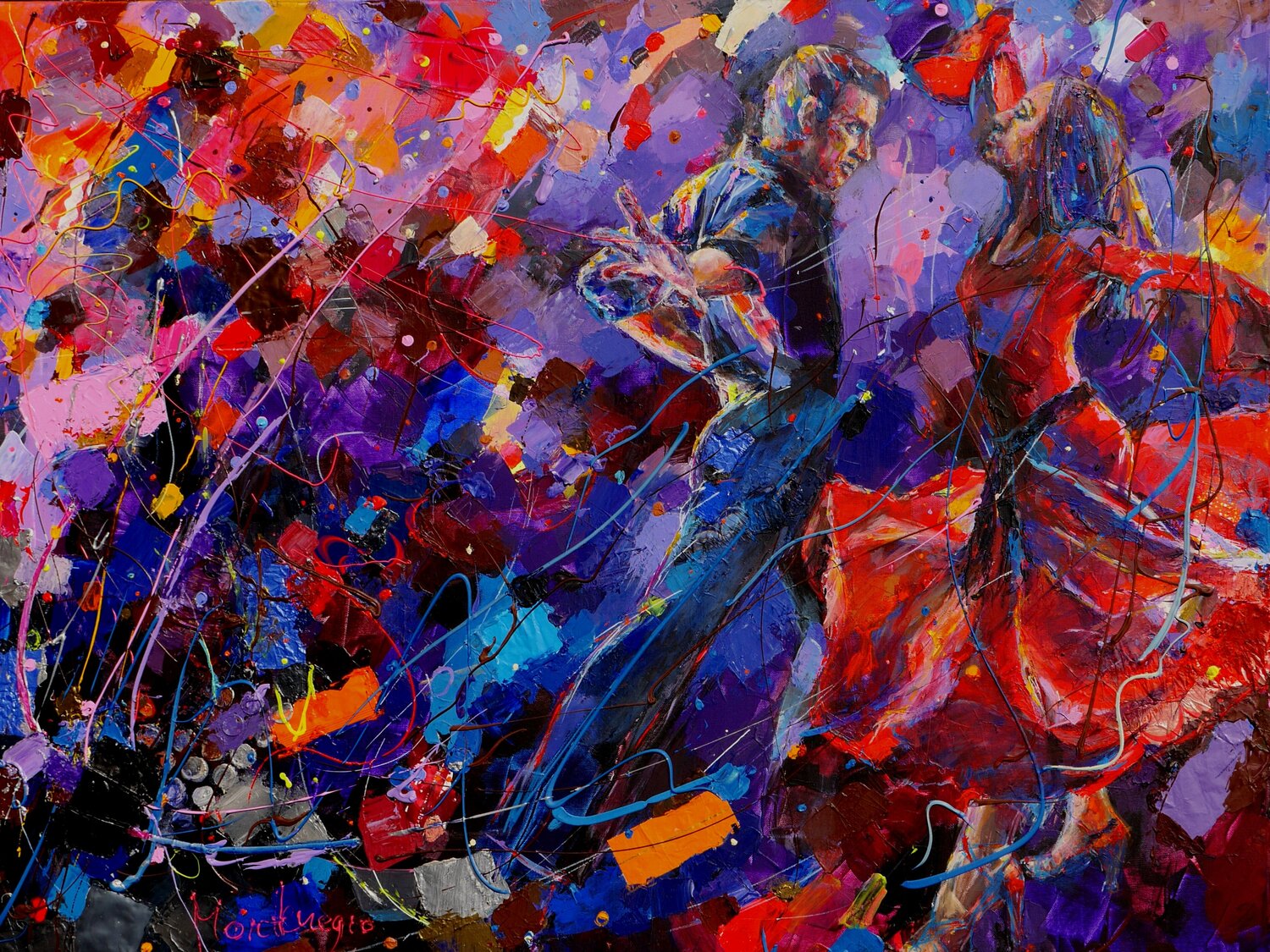 Salsa night Miriam Montenegro Original painting for sale