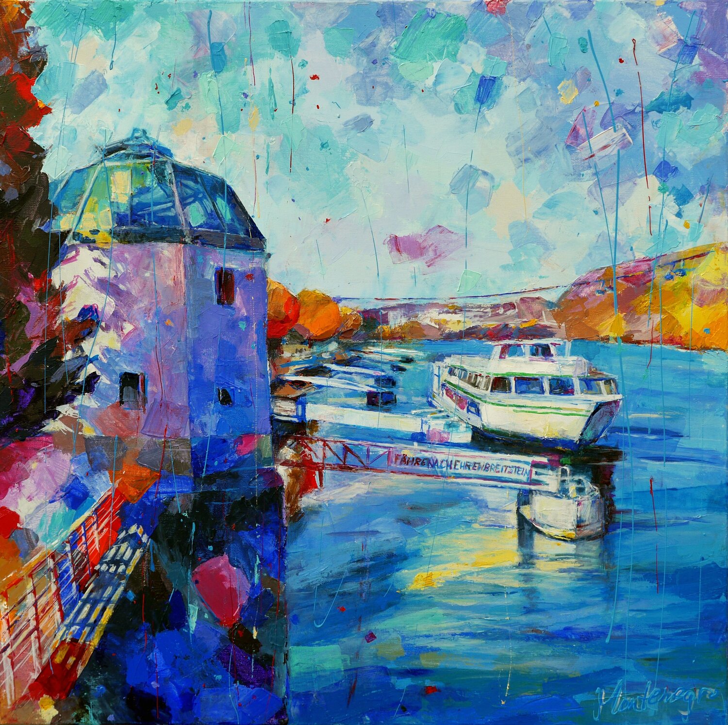 Afternoon on the Rhine Miriam Montenegro Original painting for sale