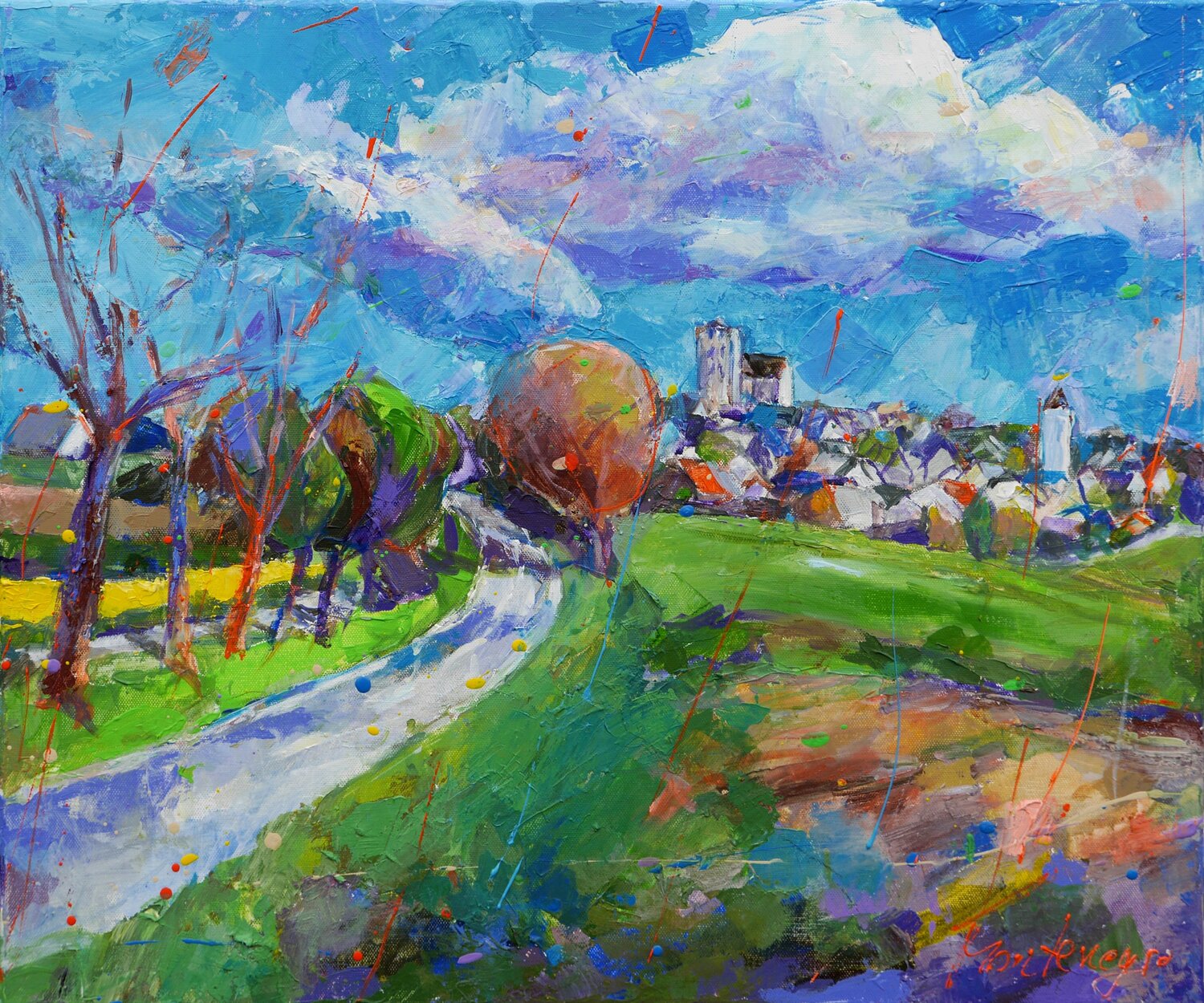 Der Weg nach Münstermaifeld Miriam Montenegro Original painting for sale