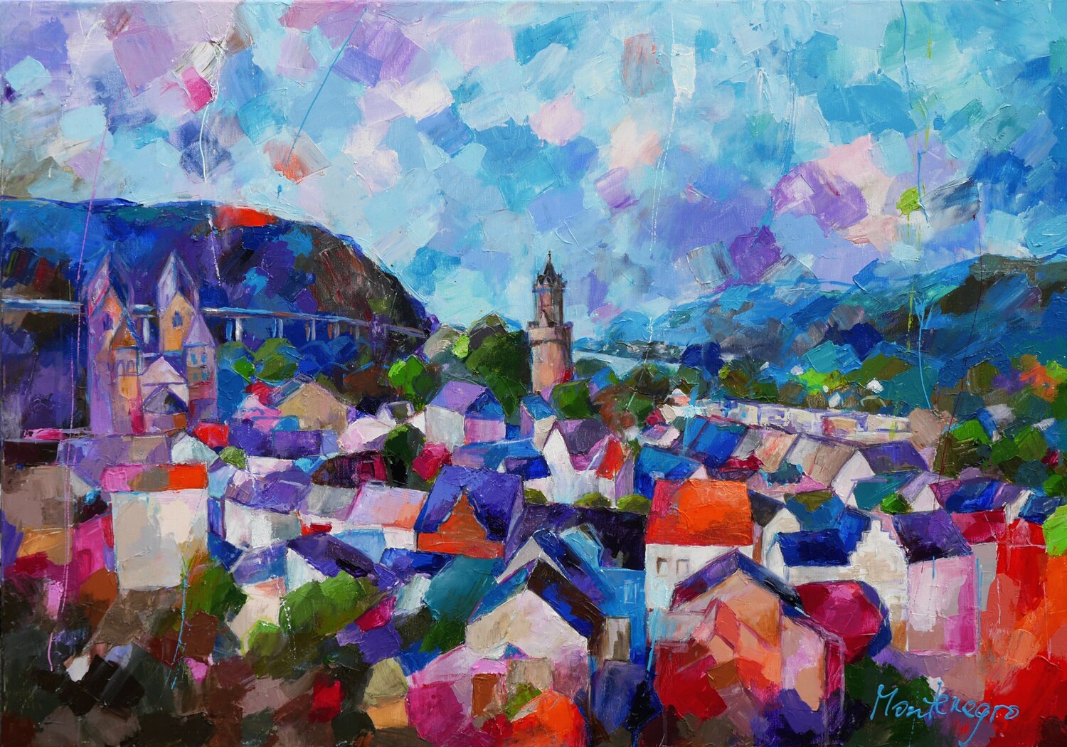 Über den Dächern Miriam Montenegro Original painting for sale