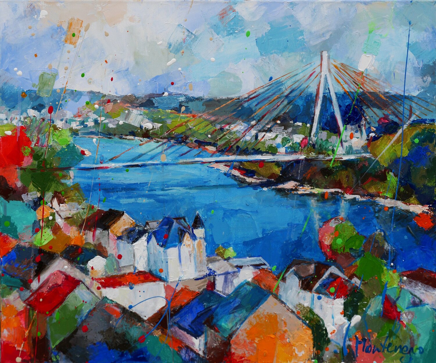 Rhine Connection - Neuwied Miriam Montenegro Original painting for sale