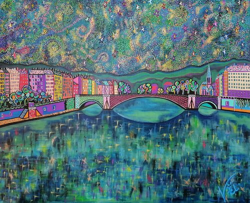 Quais de Saône étoilés by Kaël, Painting for Sale on Select