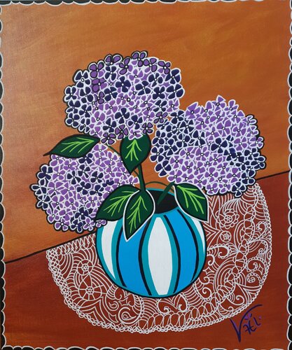 Purple Hydrangeas by Kaël, Painting for Sale on Select