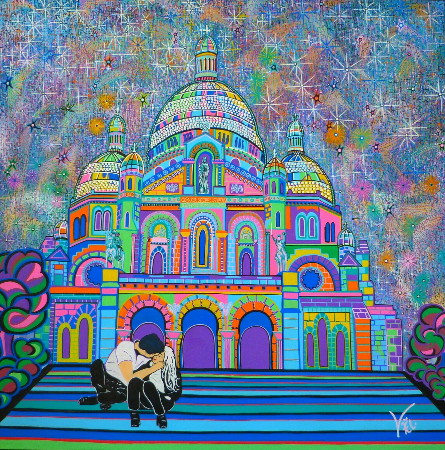 Idylle au Sacré-Coeur Kaël Original painting for sale