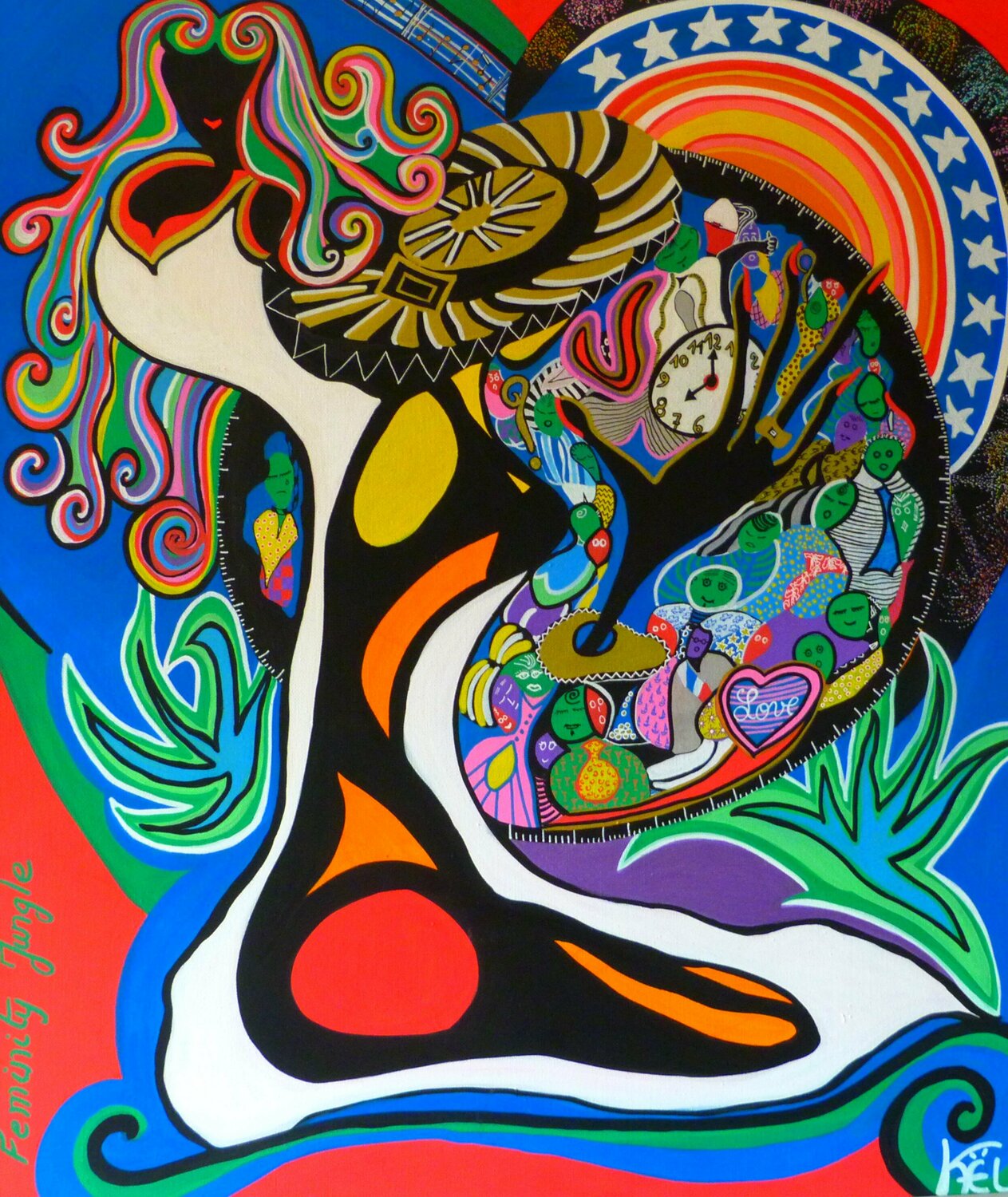 Feminity jungle Kaël Original painting for sale