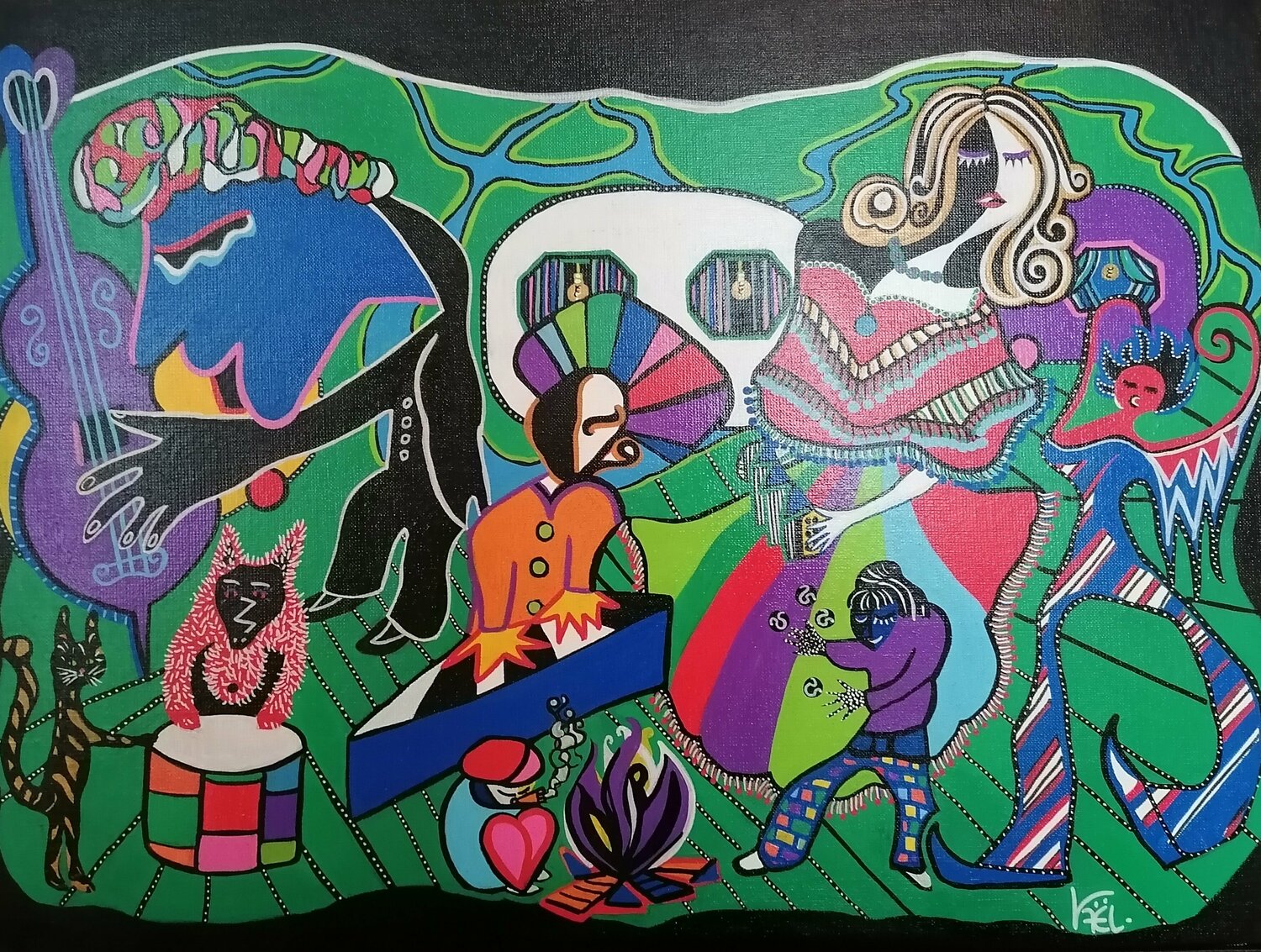 Saltimbanques Kaël Original painting for sale