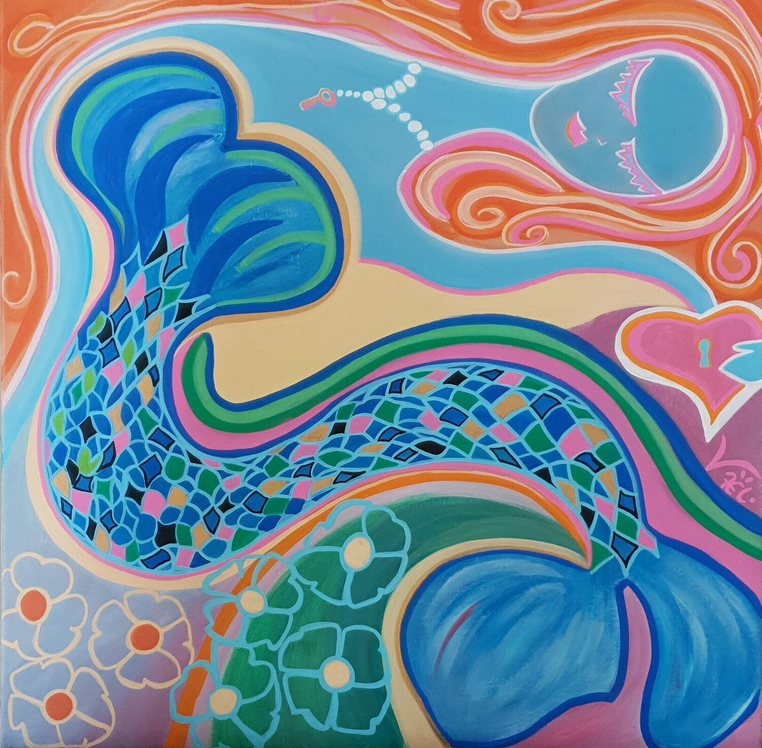 Cœur de sirène Kaël Original painting for sale