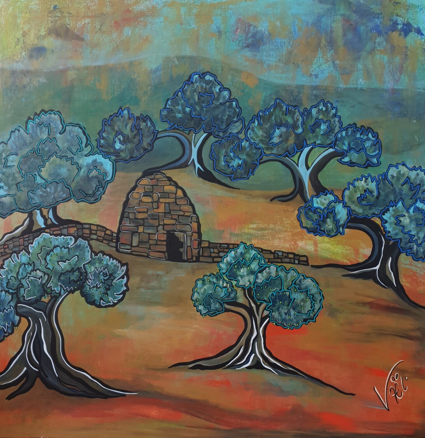 Oliviers du Lubéron Kaël Original painting for sale