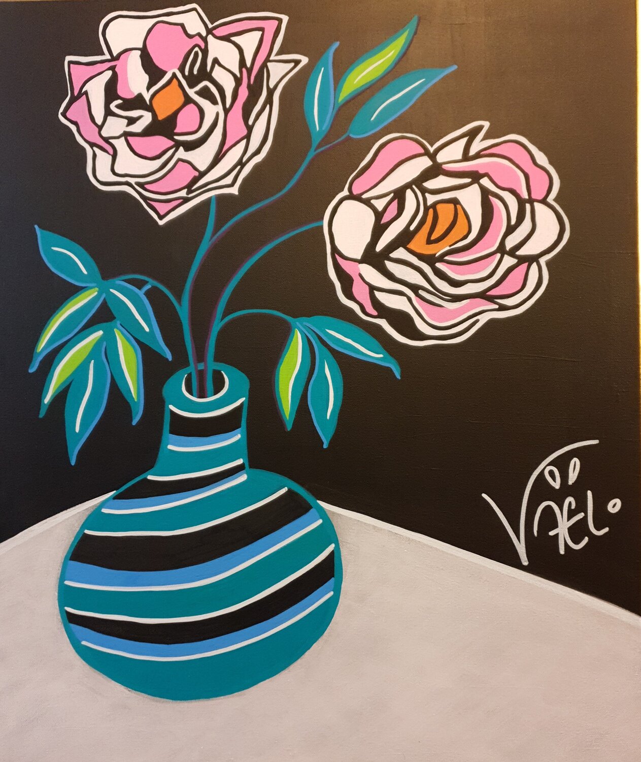 Lovely Peony Kaël Original painting for sale