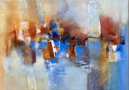Bleu royal by Anne Bironneau, Painting for Sale on Select