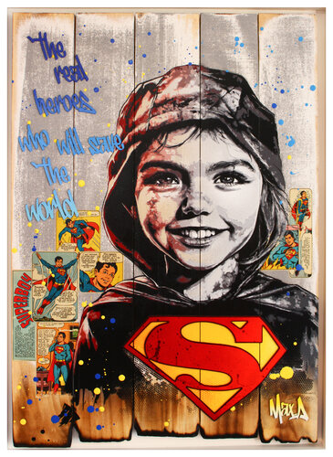 burnt wood " superboy " by Maxime Andriot, Painting for Sale on Select